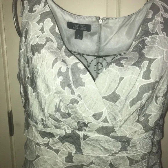 Dressbarn dress size 4 color silver gray lined knee length sleeveless zip up - Picture 5 of 15